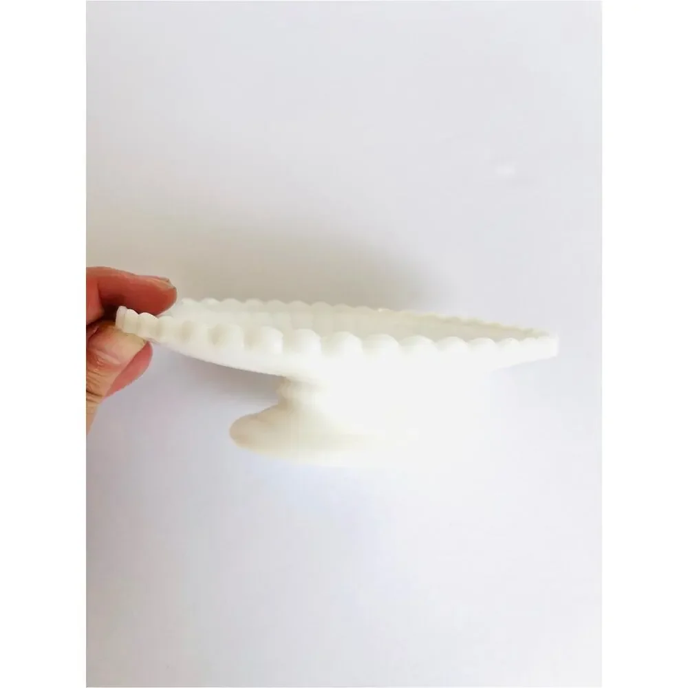 Vintage Owl Pedastal Soap Dish White Hobnail Glass Oval Decorative Whimsical